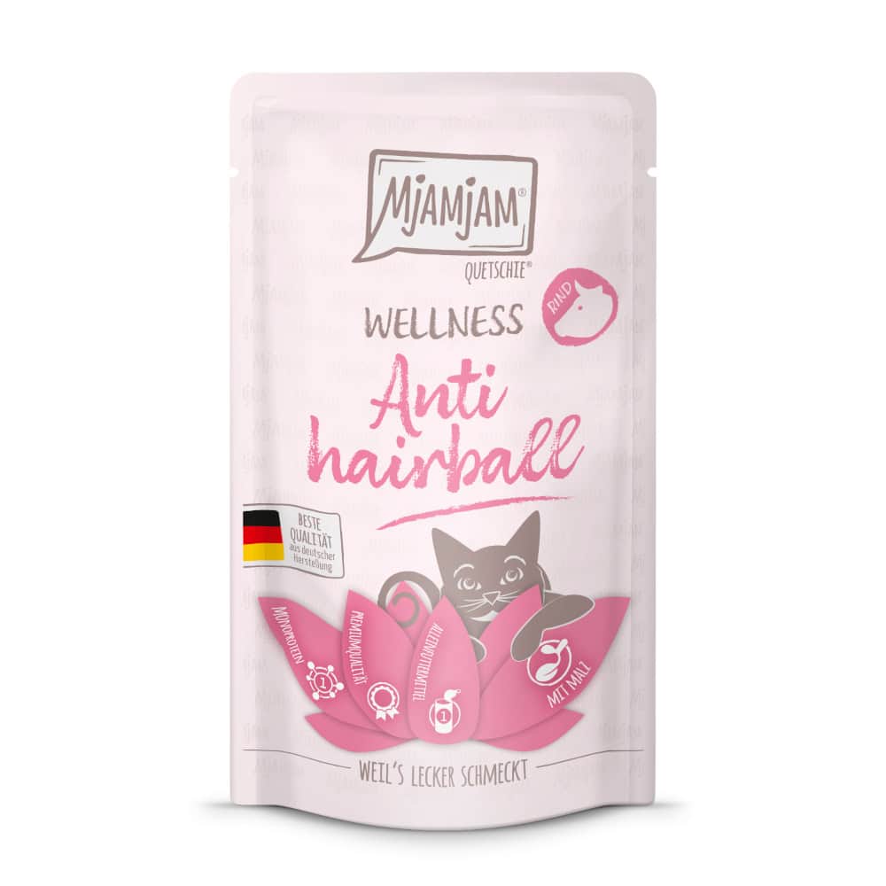 MjAMjAM Wellness Anti Hairball – Rund nat kattenvoer – 12 x 125 g