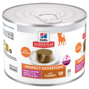 Hill's Science Plan Perfect Digestion Adult small & Mini Mousse kalkoen hondenvoer nat – 24 x 200 g