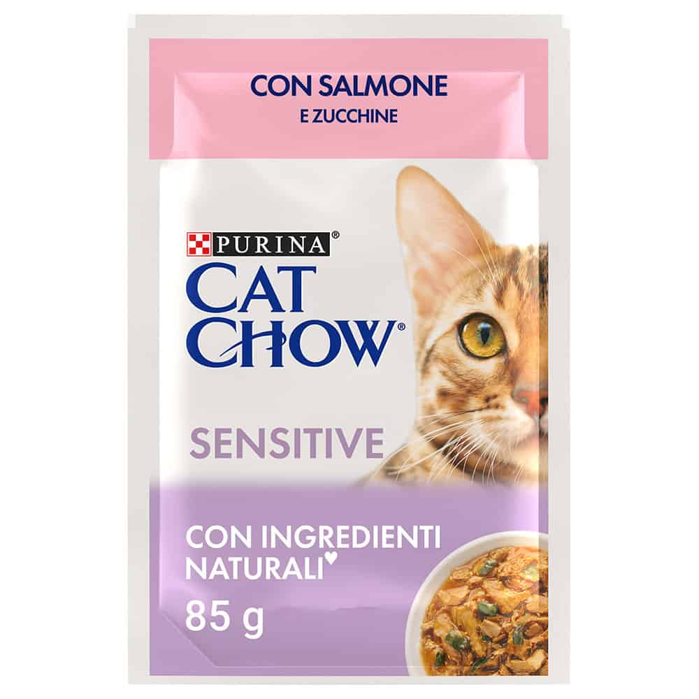 Cat Chow Sparpaket: Sensitive Zalm & Courgette natvoer kat – 4,42 kg