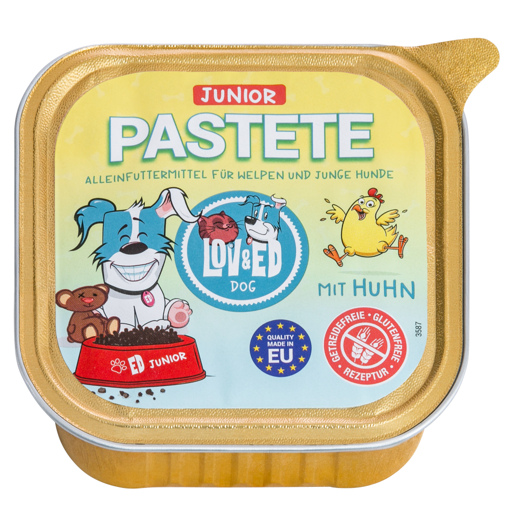 12x150g Lov&Ed hondenvoer paté junior met kip nat hondenvoer