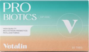 Vetalin Probiotics - Probiotica Hond en Kat - Anti jeuk & Poten likken- Ondersteunt spijsvertering & Immuunsysteem- 30 probiotica kauwtabletten- 100% natuurlijk