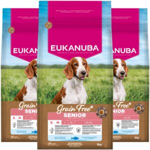 Eukanuba Hondenvoer Droog Grain Free Small/Medium Senior Oceaanvis – 3 x 3 kg