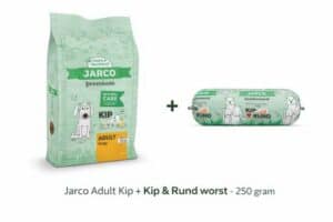 Jarco Dog Natural Large Adult Kip – Hondenvoer, 26- + Kip & Rund worst – 250 g