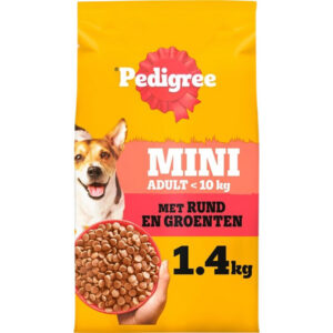 Pedigree droogvoer voor volwassen honden van kleine rassen, smaak rund & groenten – 1,4 kg