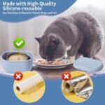 OLOEY Bewaarcontainer voor kattenvoer in blikjes van (3 oz)- 2 stuks- Luchtdichte siliconen deksels voor blikjes van 65 mm (2,56 inch)- Herbruikbare afsluitdoos om het voer vers te houden – 2 x 85 g