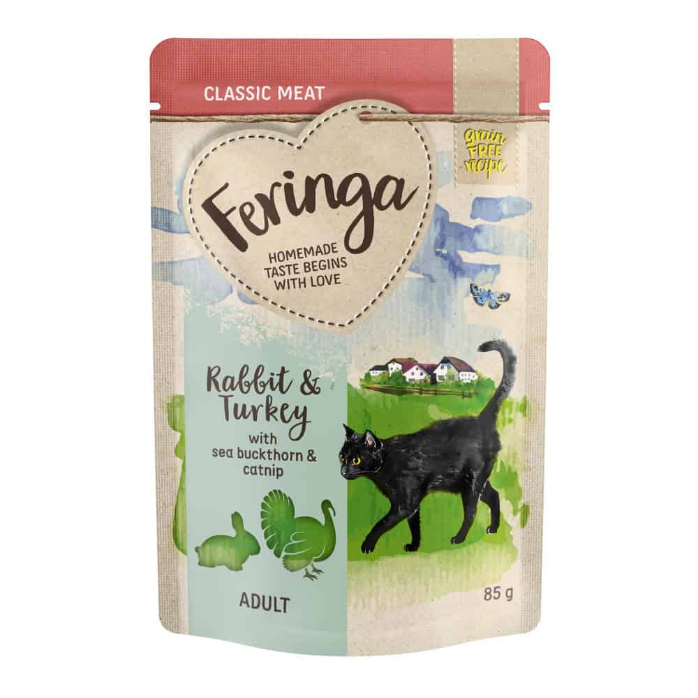 12x85g Maaltijdzakjes Konijn & Kalkoen Feringa Kattenvoer
