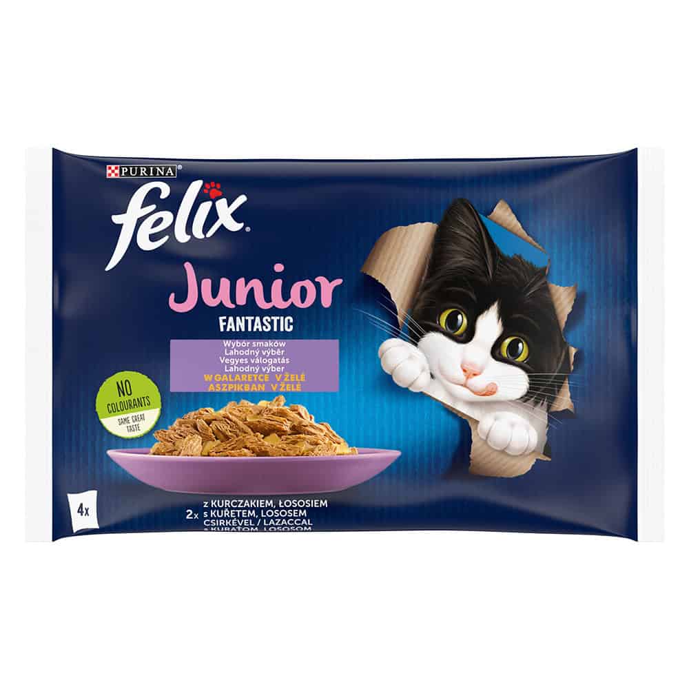 Felix Zalm & Kip Fantastic Junior Zuigjes Kattenvoer Nat – 4 x 85 g