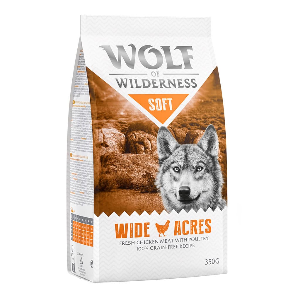 Probeer nu! Wolf of Wilderness Droogvoer, Enkele Blikken & Snacks – Soft Wide Acres – Kip 350 g droogvoer