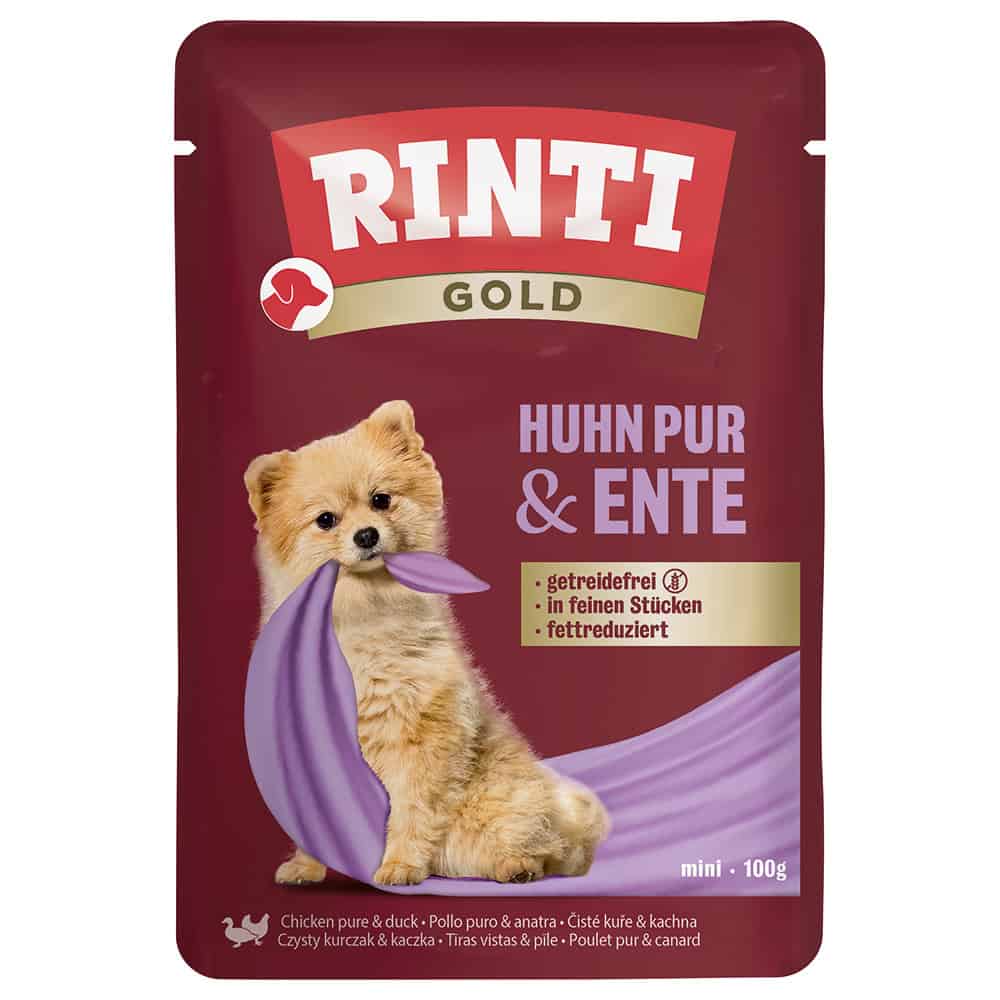 10x100g RINTI Gold Kip Pur & Eend Nat hondenvoer