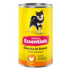 12x1240g Briantos Essentials Chunks in Gravy Huhn Hundefutter nass