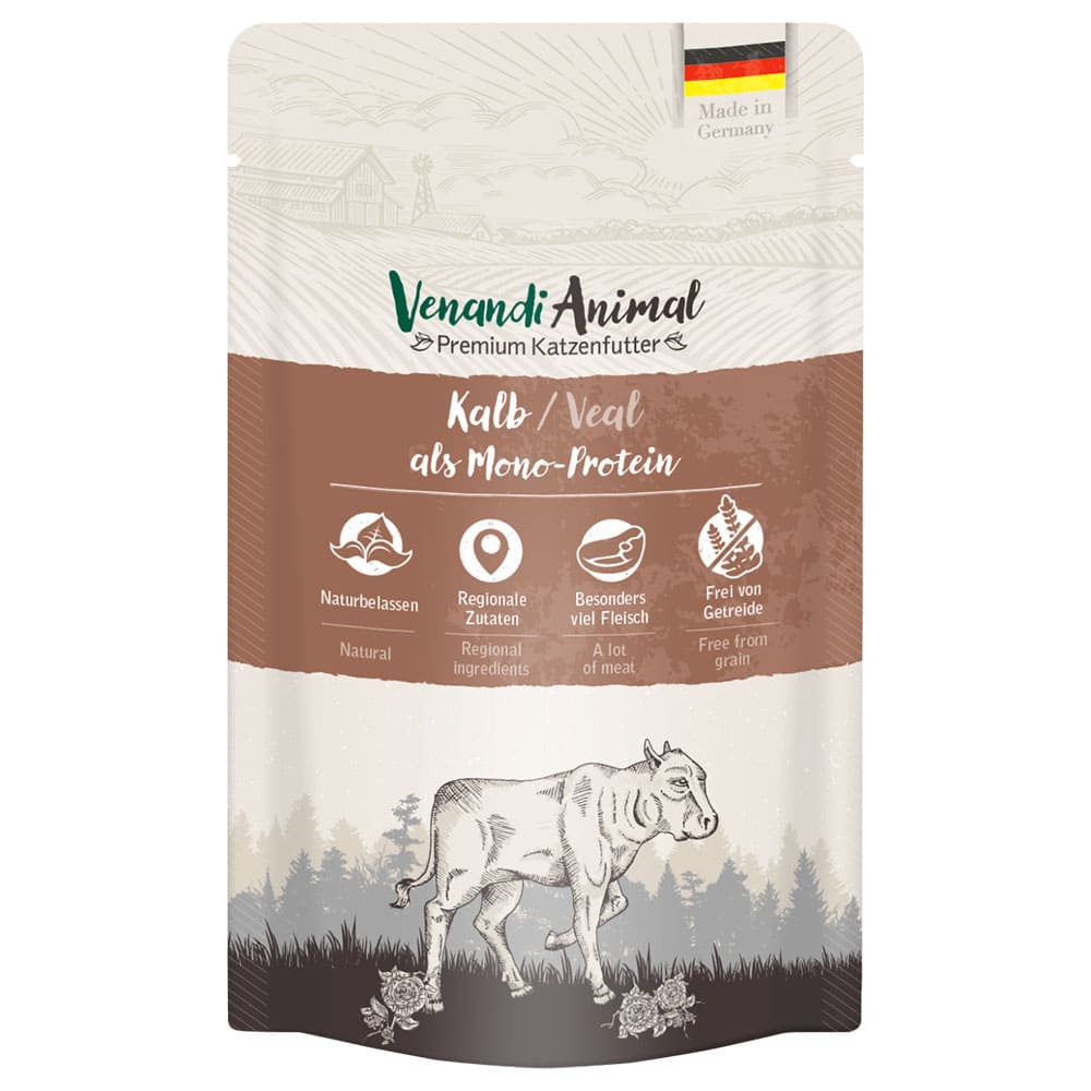 Venandi Animal Monoprotein Kalf kattenvoer nat – 1,5 kg