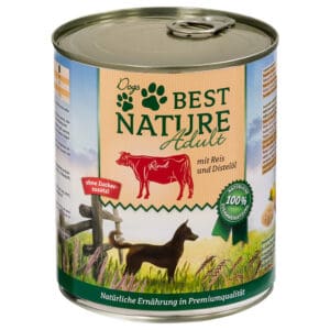 12x 800g Best Nature Dog Adult Rund, rijst & saffloerolie Hondenvoer nat