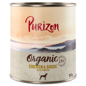 12x800g Organic Kip & Gans met Pompoen Purizon Hondenvoer