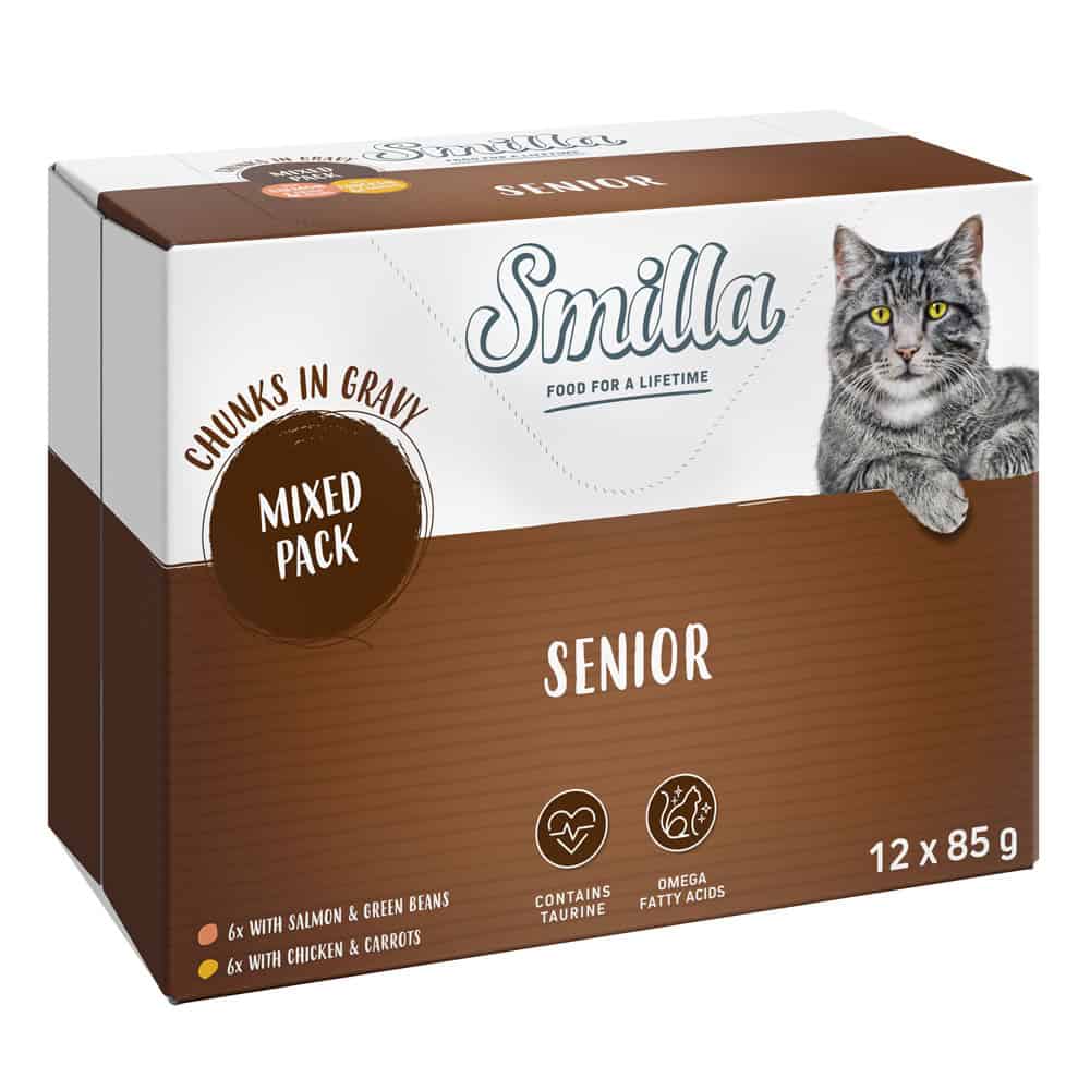 12x85g Smilla Verse Zakjes Senior Hapjes in Saus Mixpakket