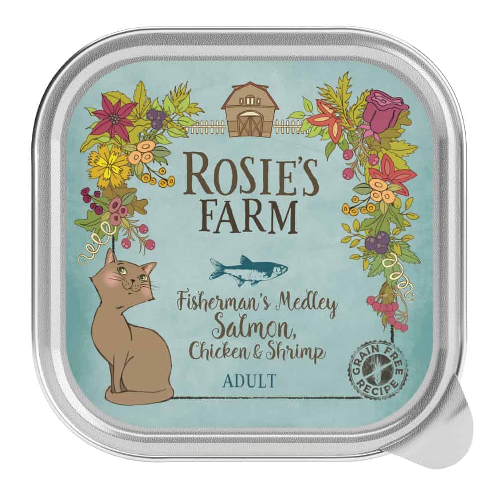 16x100g Adult Zalm en Kip met Garnalen Rosie’s Farm Kattenvoer