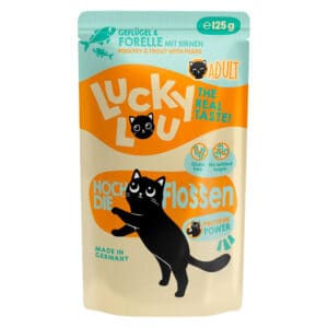 16x 125g Lucky Lou Adult Gevogelte & Forel nat kattenvoer