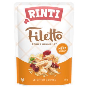 24x 100g RINTI Filetto Pouch in Jelly Kip met Hart natvoer voor honden