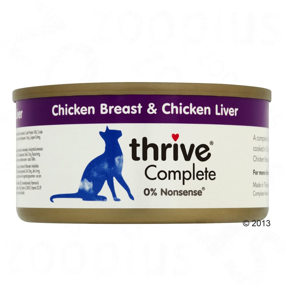 Thrive Complete Kippenborst & Lever Kattenvoer – 24 x 75 g