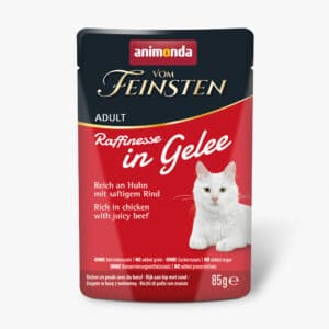 24x85g Animonda Vom Feinsten Adult Raffinesse in gelei rijk aan kip met rund natvoer voor katten