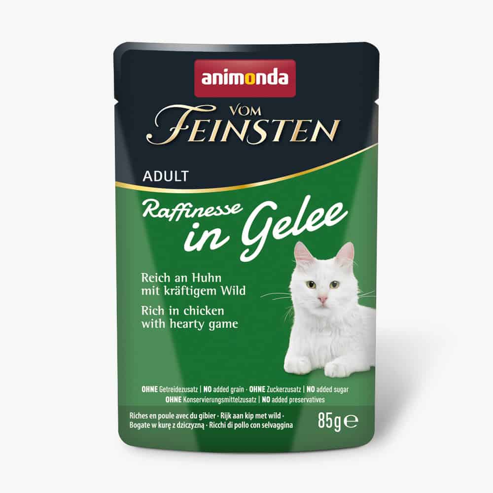Animonda Vom Feinsten Adult Raffinesse in gelei rijk aan kip met wild natvoer voor katten – 24 x 85 g
