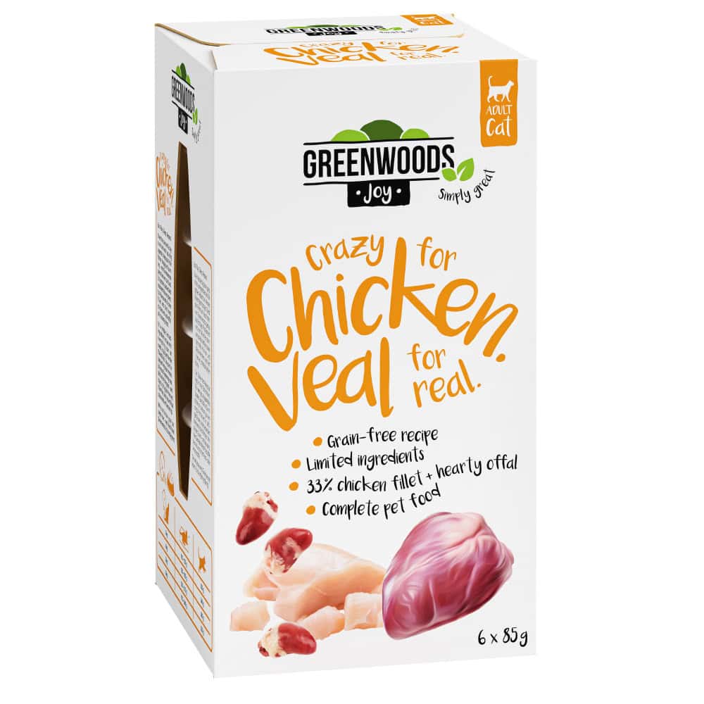 Greenwoods Joy Kipfilet met Kalf Kattenvoer nat – 2,04 kg