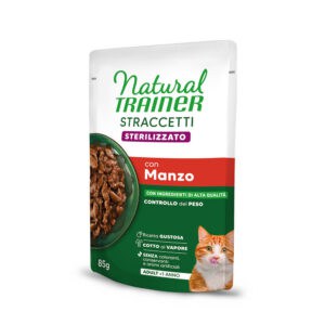 24x 85g Natural Trainer Stracceti Adult Gesteriliseerde reepjes in jus Rund nat kattenvoer