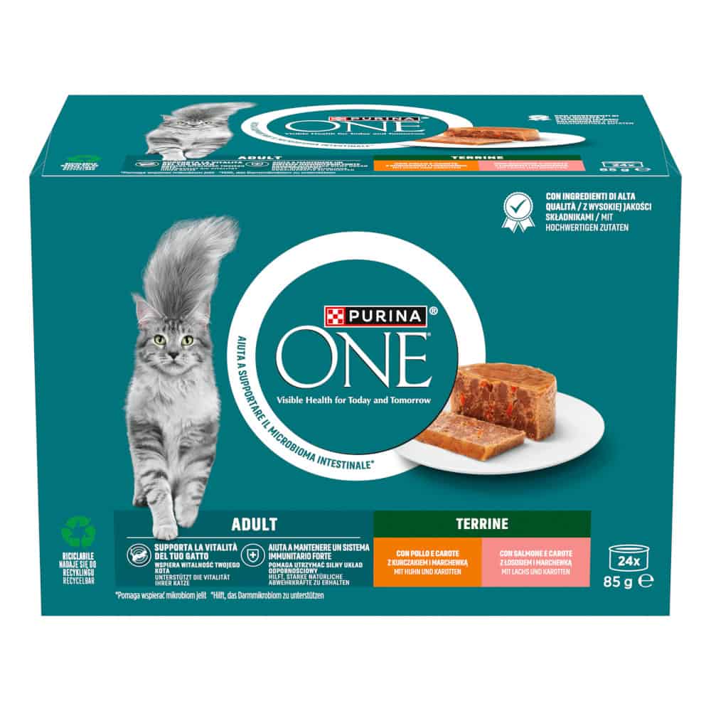 ! 2 x ( 13 x 85 g) / 2 x (26 x 85 g ) / 2 x (24 x 85 g ) Purina One natvoer voor katten – Adult Terrine Mixpakket (48 x 85 g)