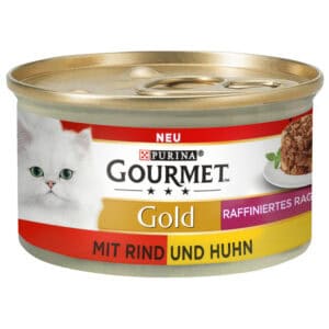 ! Gourmet Gold natvoer voor katten 24 x 85 g / 48 x 85 g - Gold Raffiniertes Ragout: Rundvlees & Kip Duo 24 x 85 g