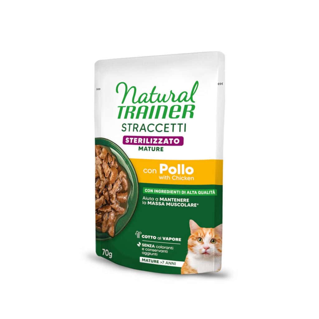 Natural trainer Straccetti Mature Sterilised Streifen in Soße mit Huhn Katzenfutter nass – 56 x 70 g