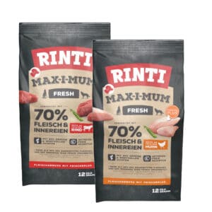 2x12kg 2 Smaken-Mix Max-i-mum Kip & Rund RINTI Max-i-mum Hondenvoer