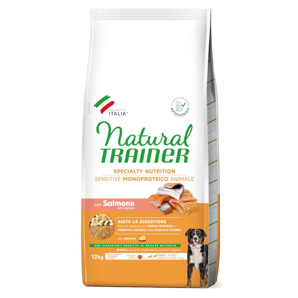 2 x 12 kg Trainer Natural Sensitive No Gluten Adult Med/Max Salmon hondenvoer droog