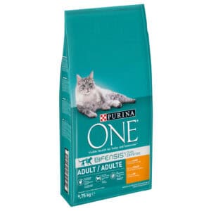 2x9,75kg Adult Kip & Volkoren Granen Purina ONE Kattenvoer