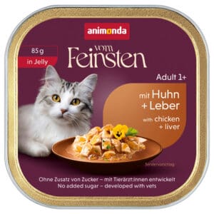 32x85g animonda vom Feinsten Adult Kip & Lever in Gelei natvoer voor katten