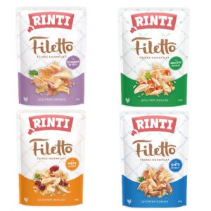 48x100g Rinti Filetto Zakjes in Gelei Mix 4 soorten Honden Natvoer