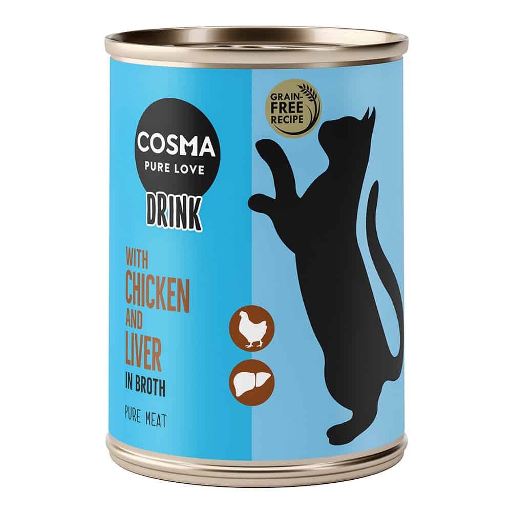 6×100 g Cosma Drink Kip en Kippenlever Katten Natvoer