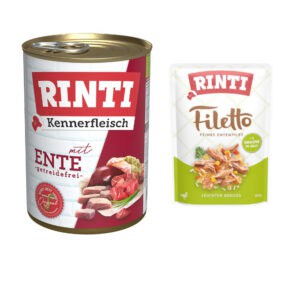 6 x 400 g Rinti natvoer voor honden + 100 g RINTI Filetto in Gelei gratis! - Eend