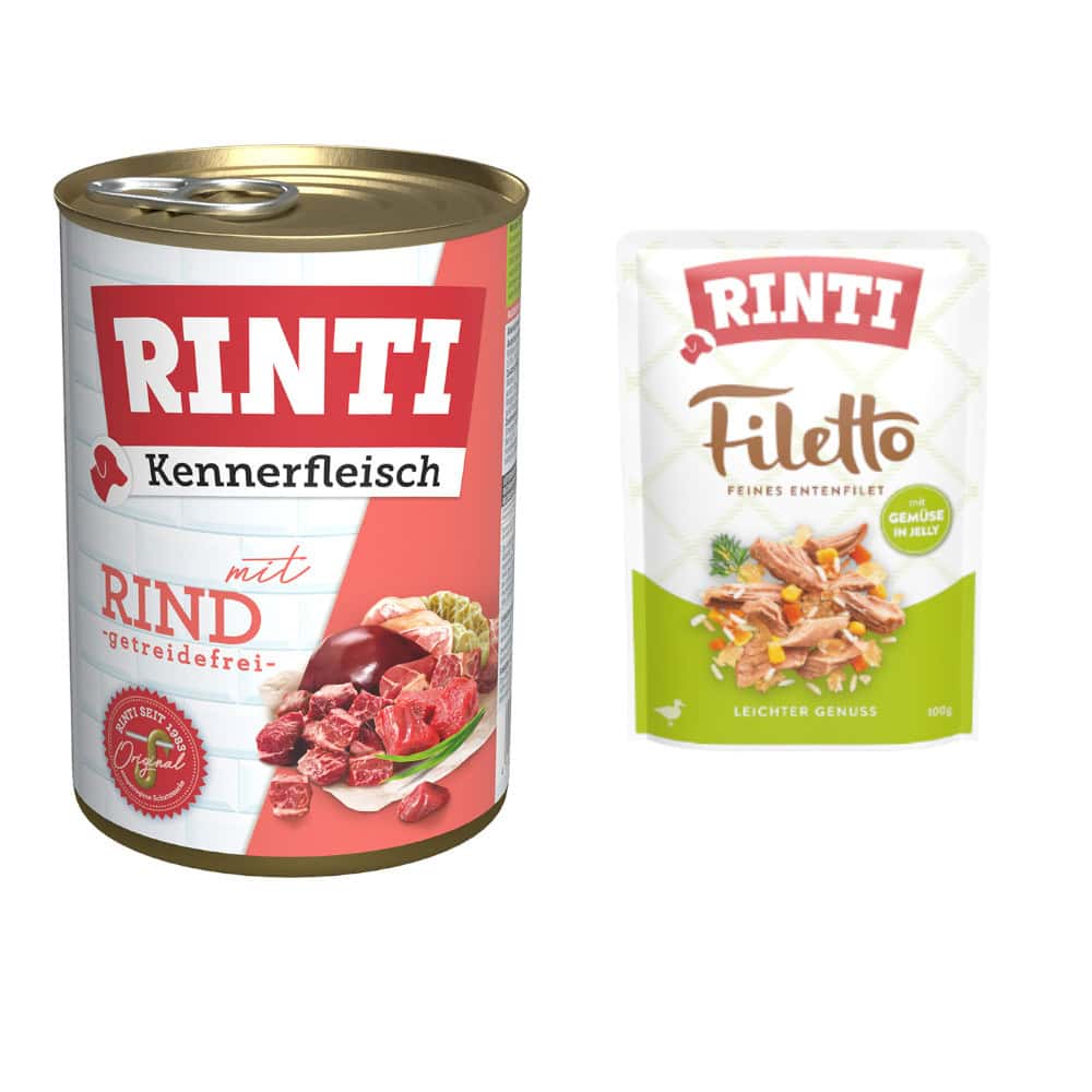 Rinti natvoer voor honden + Filetto in Gelei gratis! – Rund – 24 x 400 g