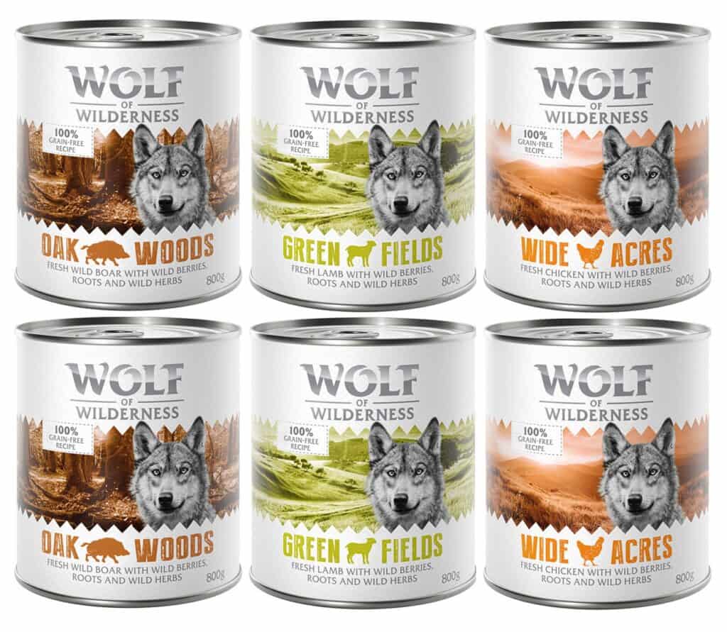 Wolf of Wilderness Adult Mixpakket III (Wild Zwijn, Kip, Lam) Expedition Hondenvoer – 6 x 800 g