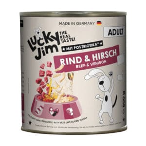 6x800g Lucky Jim Adult Rund & Hert nat hondenvoer