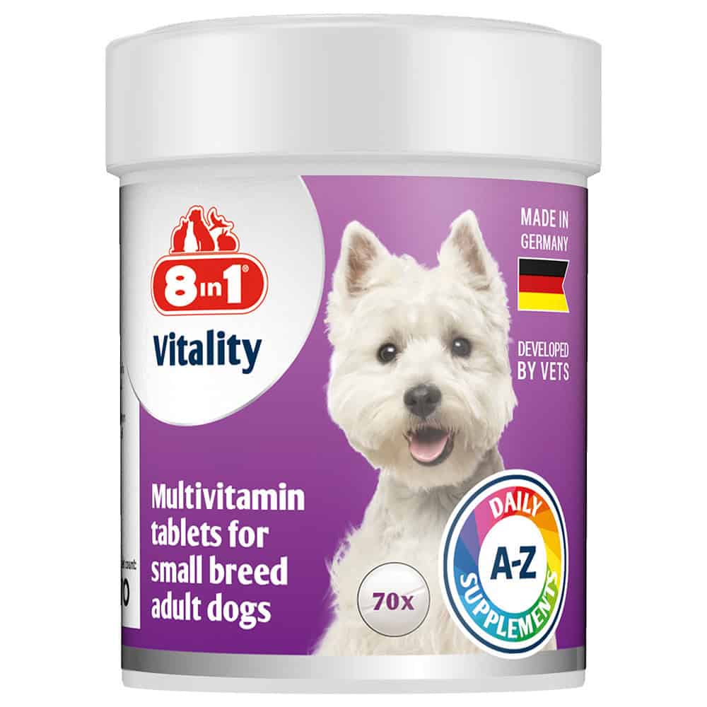 70 stuks 8in1 Vitality multivitaminetabletten aanvullende voeding voor honden van kleine rassen