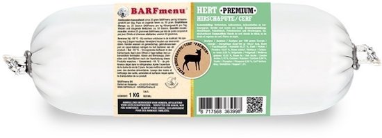 Barfmenu hert premium hondenvoer – 1 kg