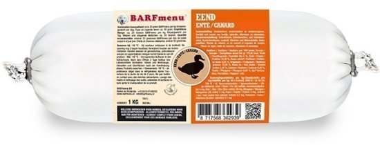 Barfmenu hond eend hondenvoer – 1 kg