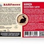 Barfmenu Hondenvoer – Konijn – Glutenvrij, Vers Rauw, Aanvullend Diervoeder – 1 kg