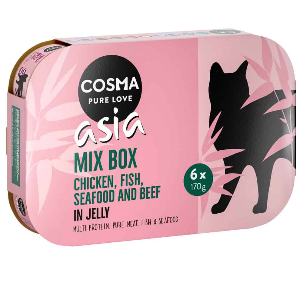 Cosma Thai / Asia in Gelei Kattenvoer 6 x 170 g Asia Mix Box 2 (Kip, Vis, Zeevruchten en Rund)