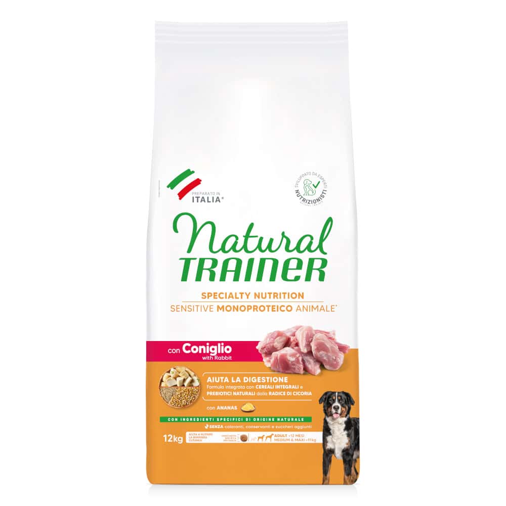 Dubbelpak: 2x12kg Trainer Natural Sensitive Adult Medium/Maxi met konijn droog hondenvoer