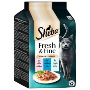 Multipack Sheba Fresh & Fijne vershoudzakjes 6 x 50 g - Zalm, Tonijn & Forel in Saus