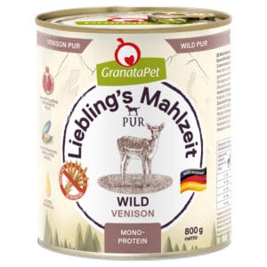 Voordeelpak: 12x 800g GranataPet Liebling's Mahlzeit PUR Wild natvoer voor honden