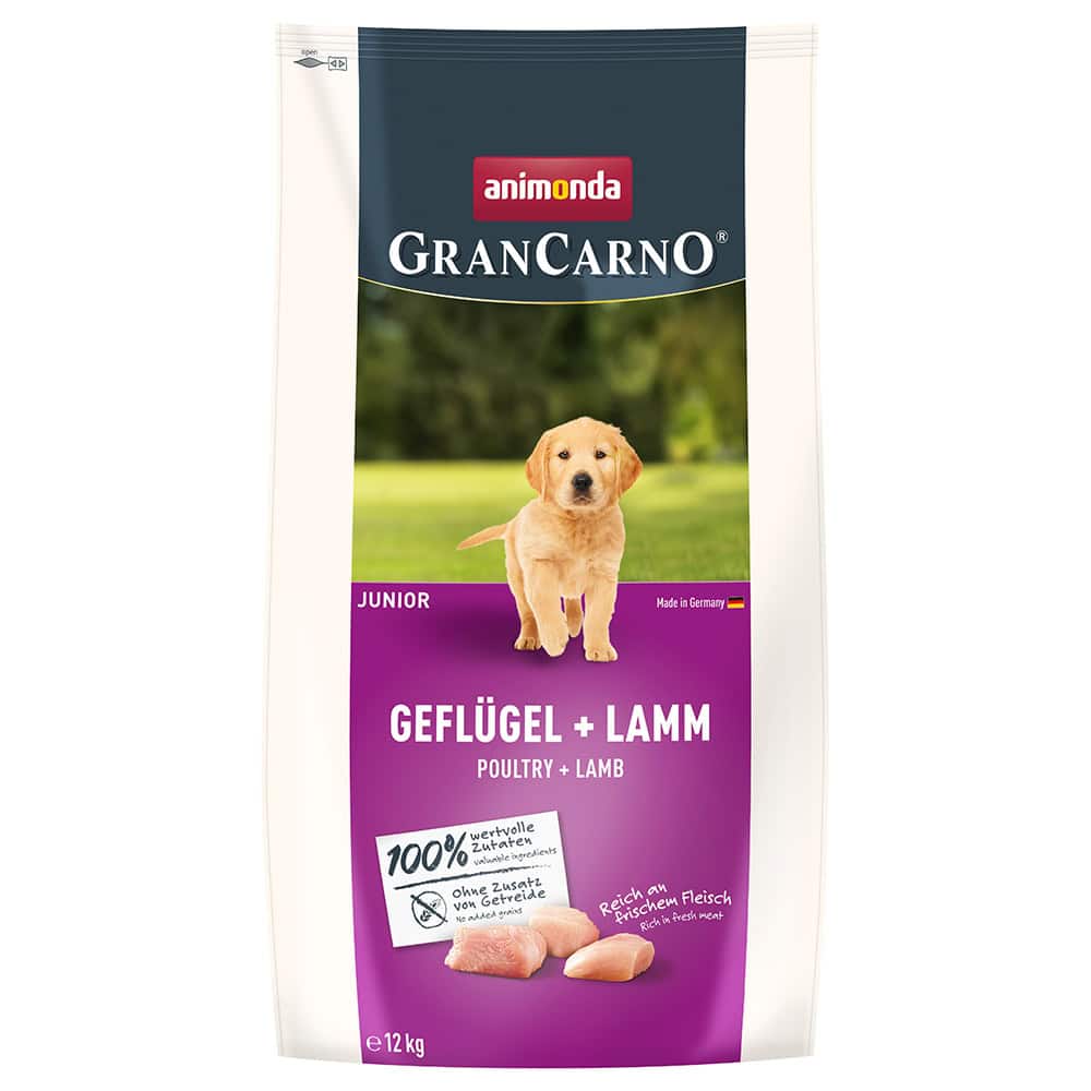 Voordeelpakket: 2x12kg animonda GranCarno Junior gevogelte + lam droogvoer voor honden