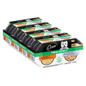 Voordeelpakket: 96x85g Cesar Verse Schalen Kip & Eend in saus natvoer voor honden