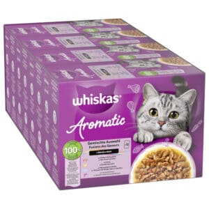 Voordeelpakket: 96x85g Whiskas 1+ Aromatic Selection Mix in Saus nat kattenvoer